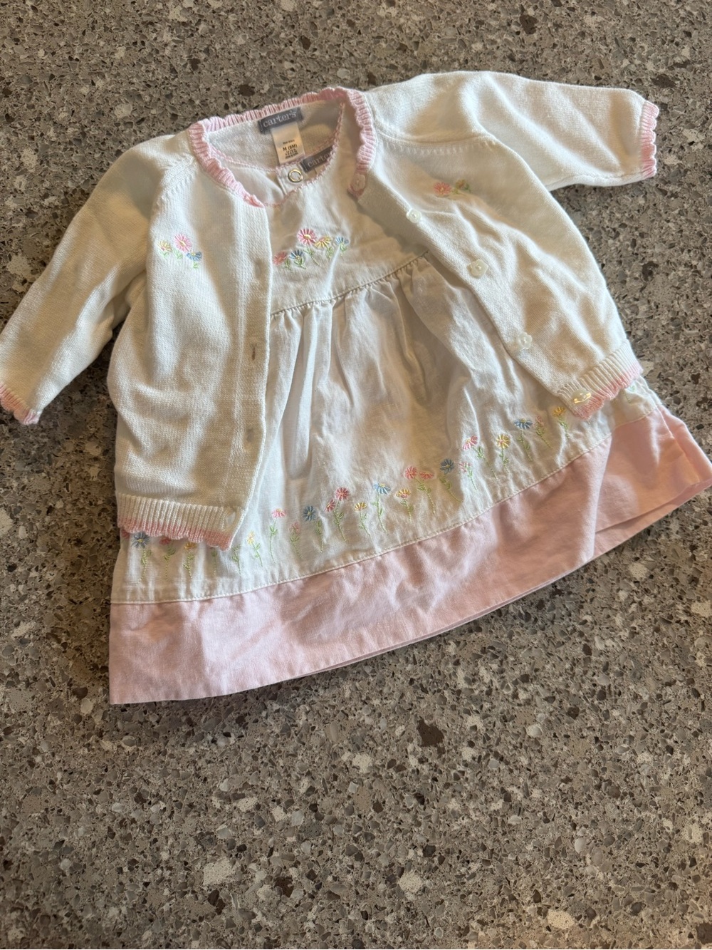 Vintage Carter’s 6M Linen Floral Dress Cardigan Bloomers 3PC